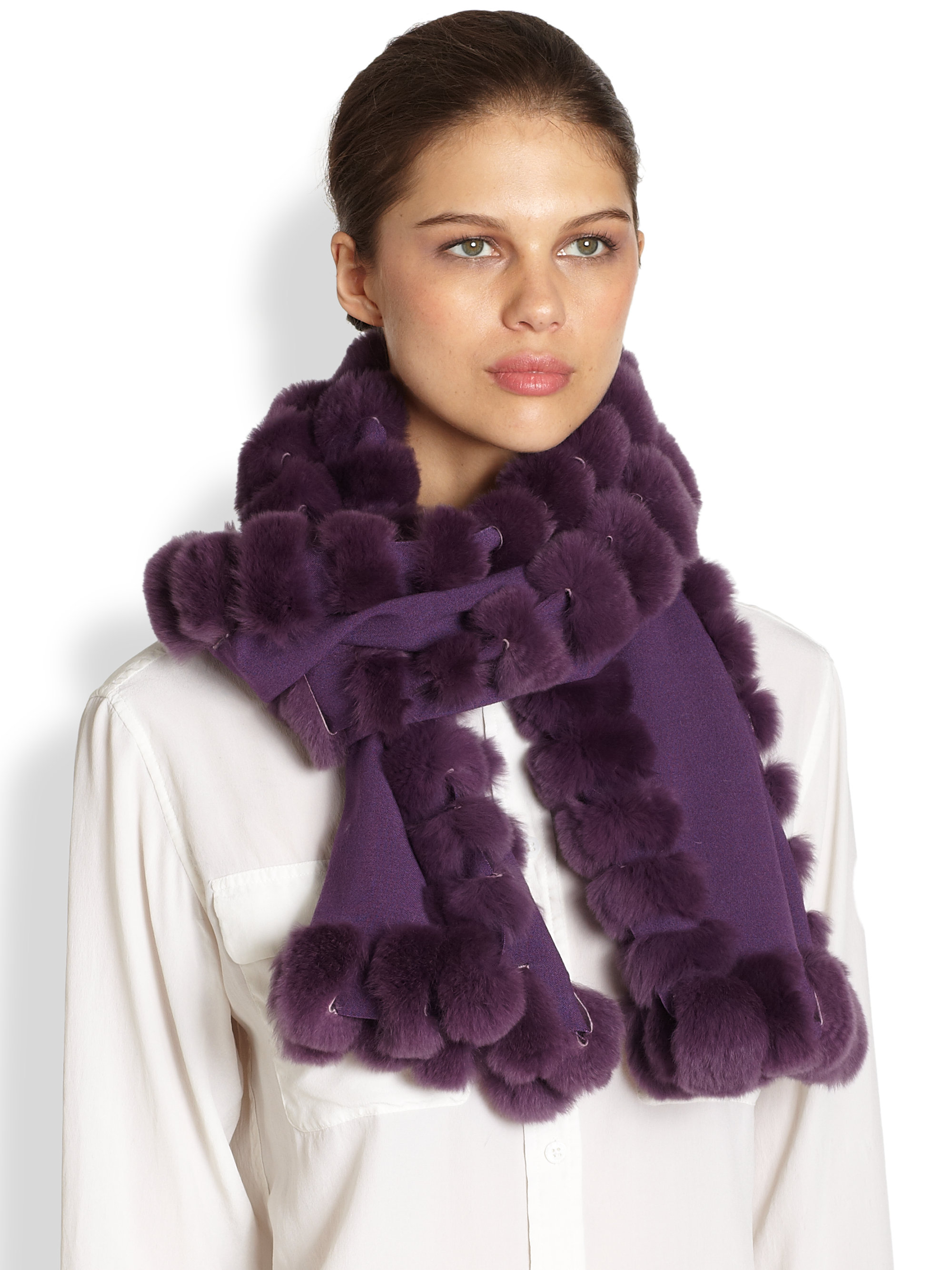 Lyst - Glamourpuss Oblong Fur Scarf in Purple