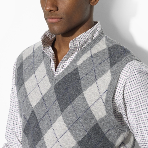 Lyst - Polo Ralph Lauren Argyle Vneck Sweater Vest in Gray for Men