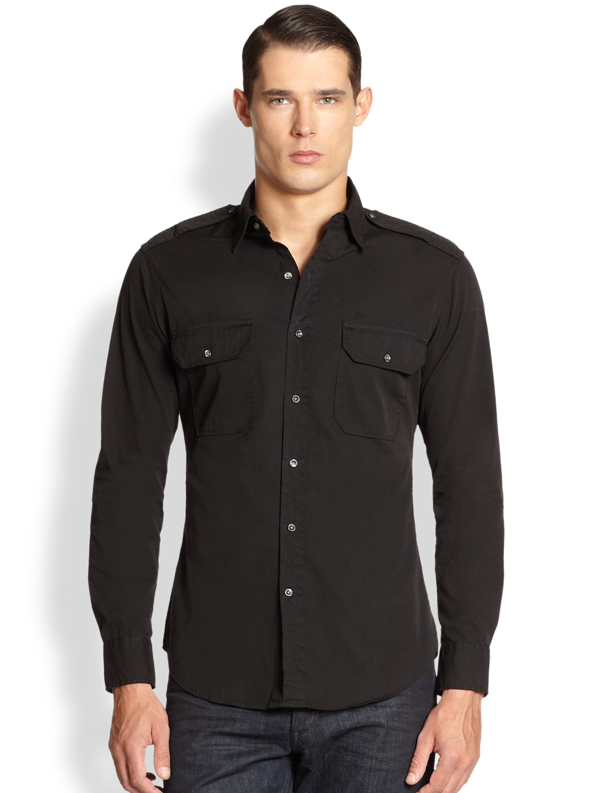 Ralph Lauren Black Label Victoria Military Sportshirt in Black for Men ...