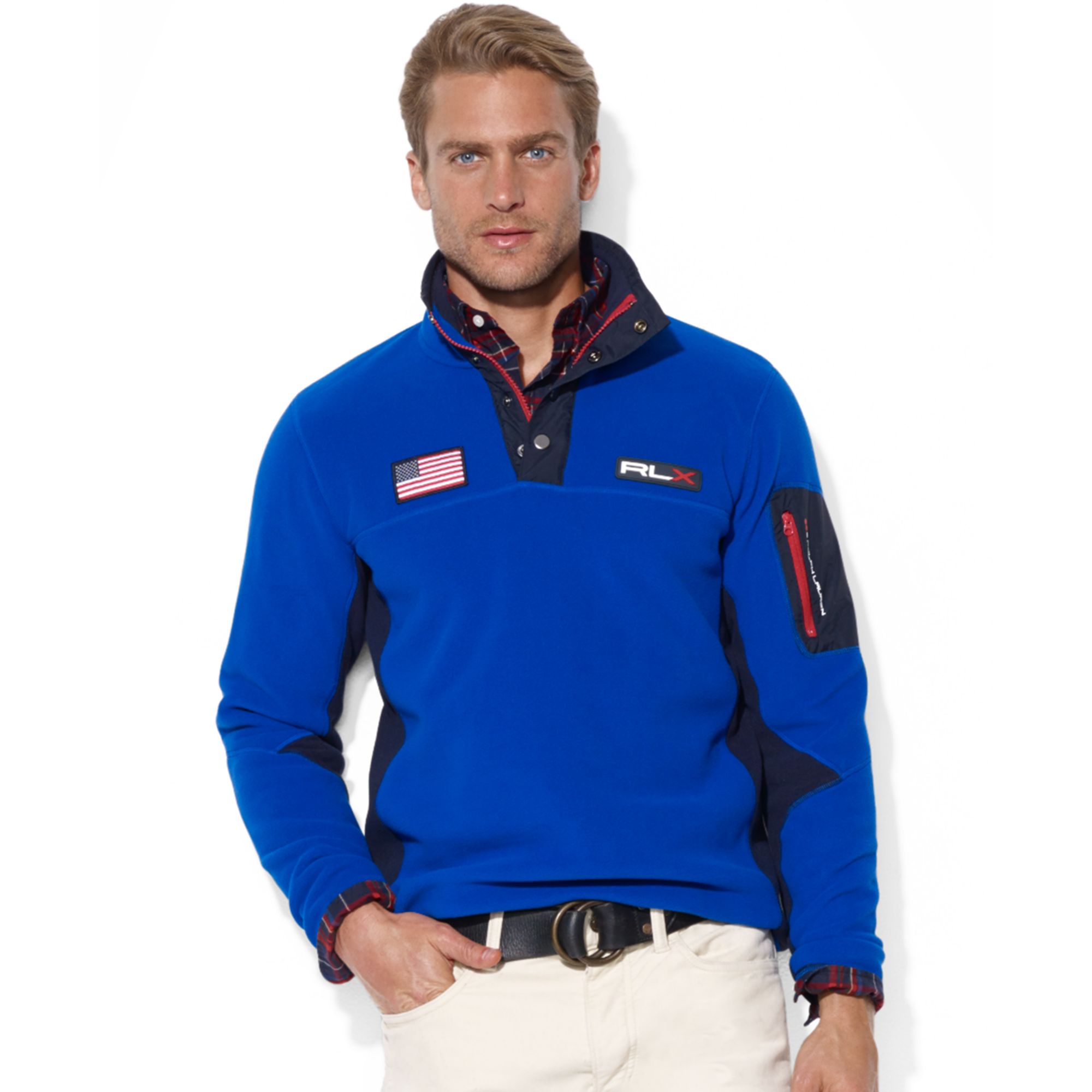 Ralph lauren Usa Polar Mock Neck Fleece Jacket in Blue for Men | Lyst