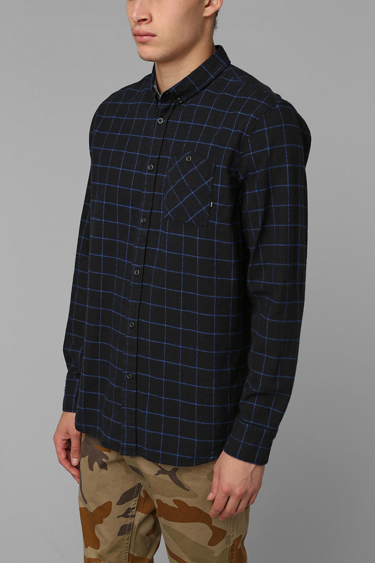Urban outfitters Globe Dixon Button Down Flannel Shirt in Black for Men