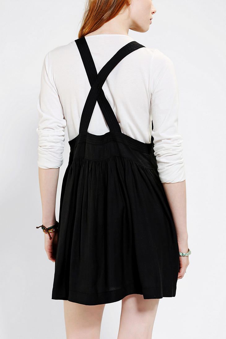 Lyst - Urban Outfitters Rose Overall Skirt in Black