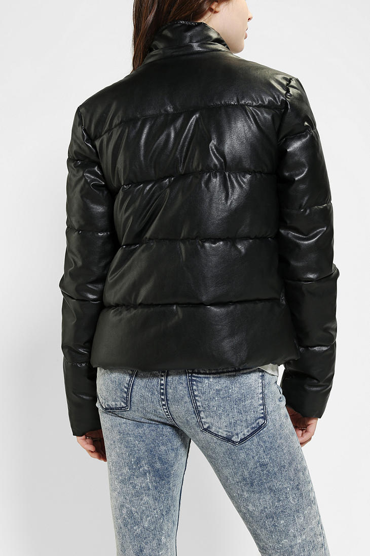 Lyst - Urban Outfitters Sparkle Fade Missy Vegan Leather Puffer Jacket ...