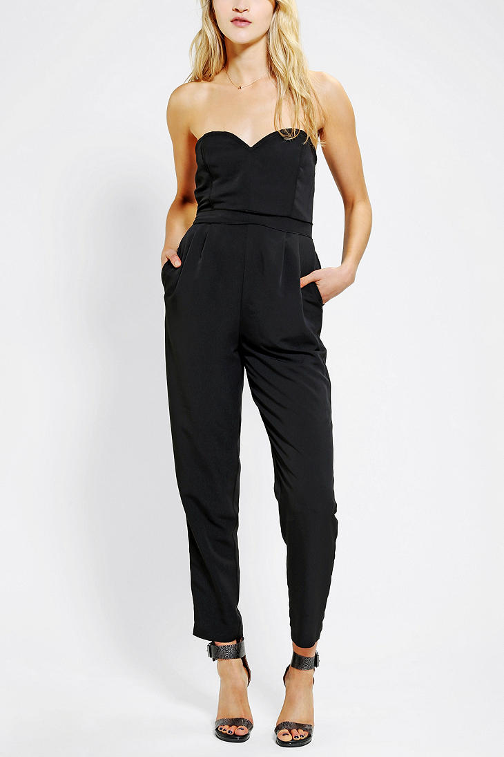 Lyst - Urban Outfitters Sparkle Fade Strapless Sweetheart Jumpsuit in Black