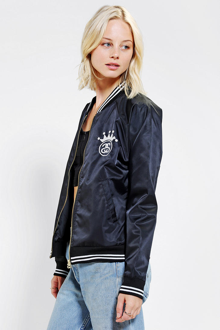 Lyst - Urban Outfitters Stussy Flight Embroidered Bomber Jacket in Black
