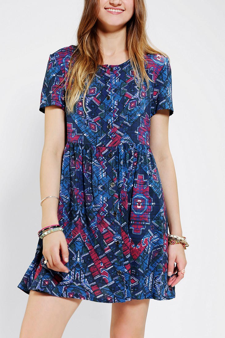 Lyst Urban Outfitters Minkpink Buttonfront Babydoll Dress in Blue