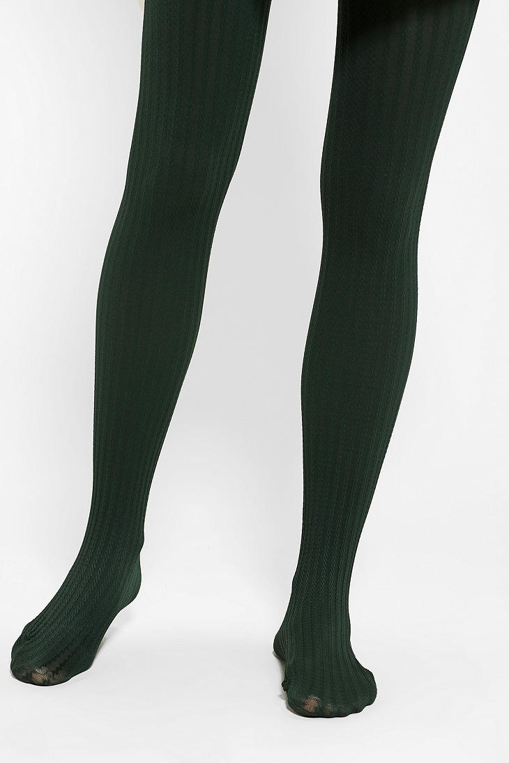 Lyst - Urban Outfitters Opaque Cable Tights in Green