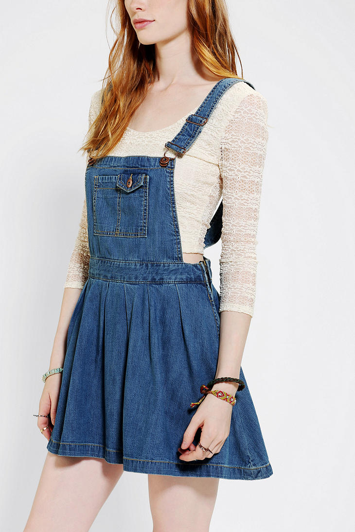 Urban Outfitters Coincidence Chance Pleated Denim Overall Skirt in ...