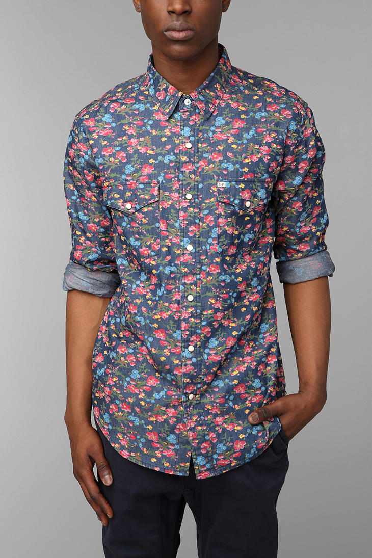 blue floral mens shirt