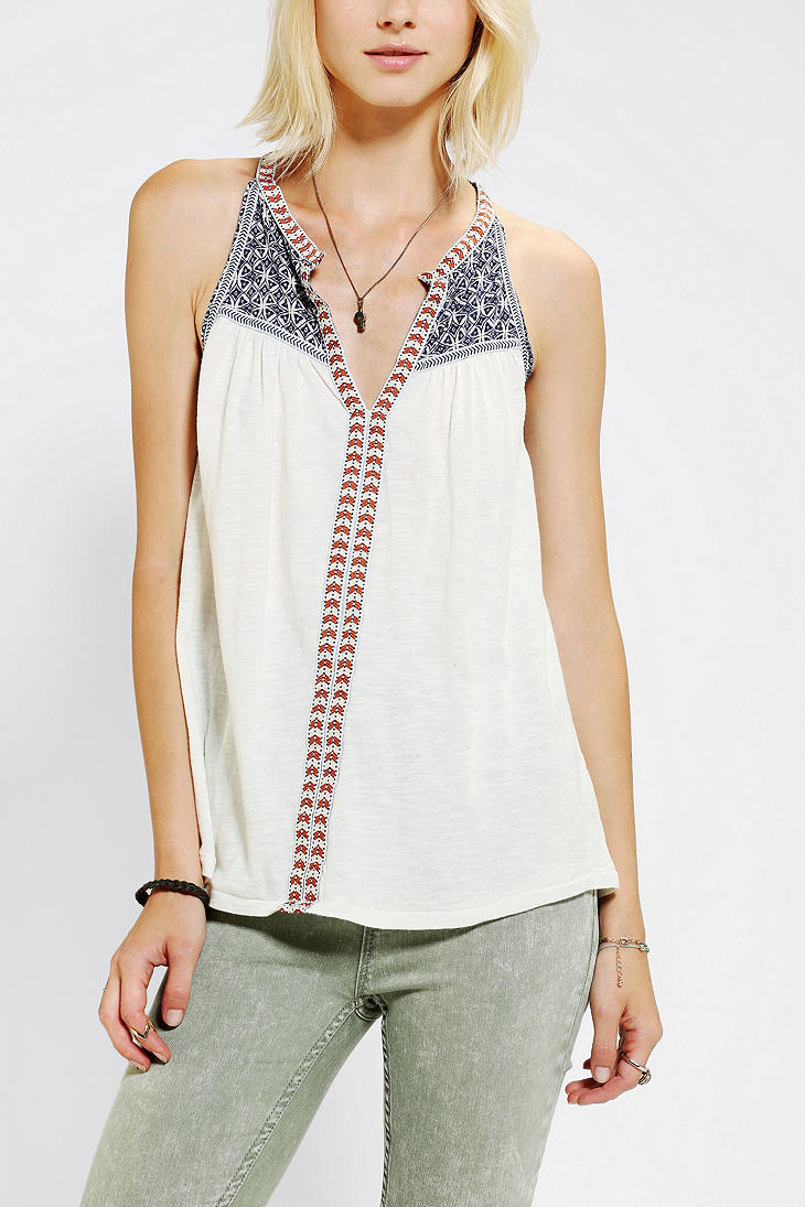 Lyst - Urban Outfitters Ecote Malta Embroidered Tank Top in White