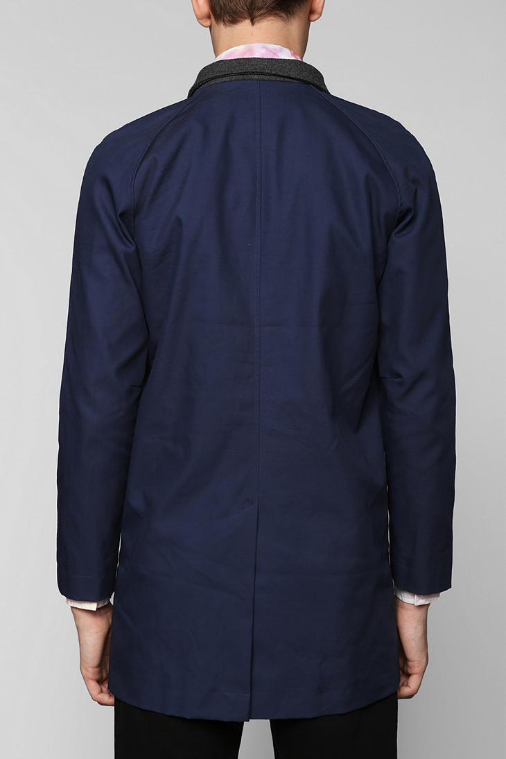 Lyst - Urban Outfitters Mac Trench Coat in Blue for Men