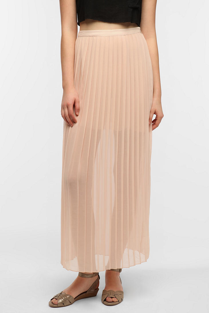 Lyst - Urban Outfitters Sparkle Fade Pleated Chiffon Maxi Skirt in Pink