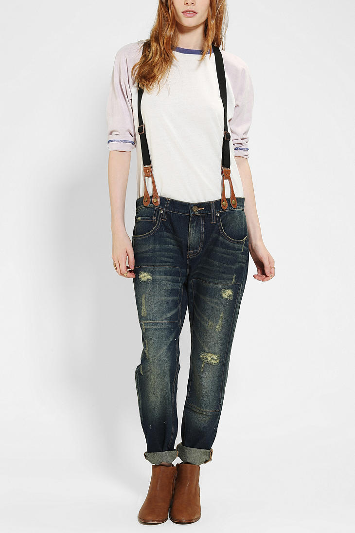 Lyst - Urban Outfitters Bdg Slim Slouch Suspender Jean in Blue