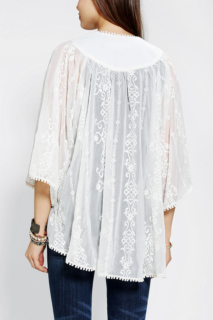 Lyst - Urban Outfitters Ecote Chiffon Kimono Jacket in White