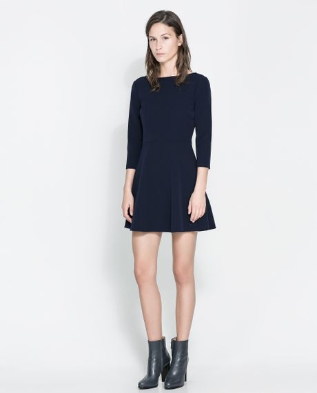 Zara Dress with Crossover Back in Blue (Navy blue) | Lyst