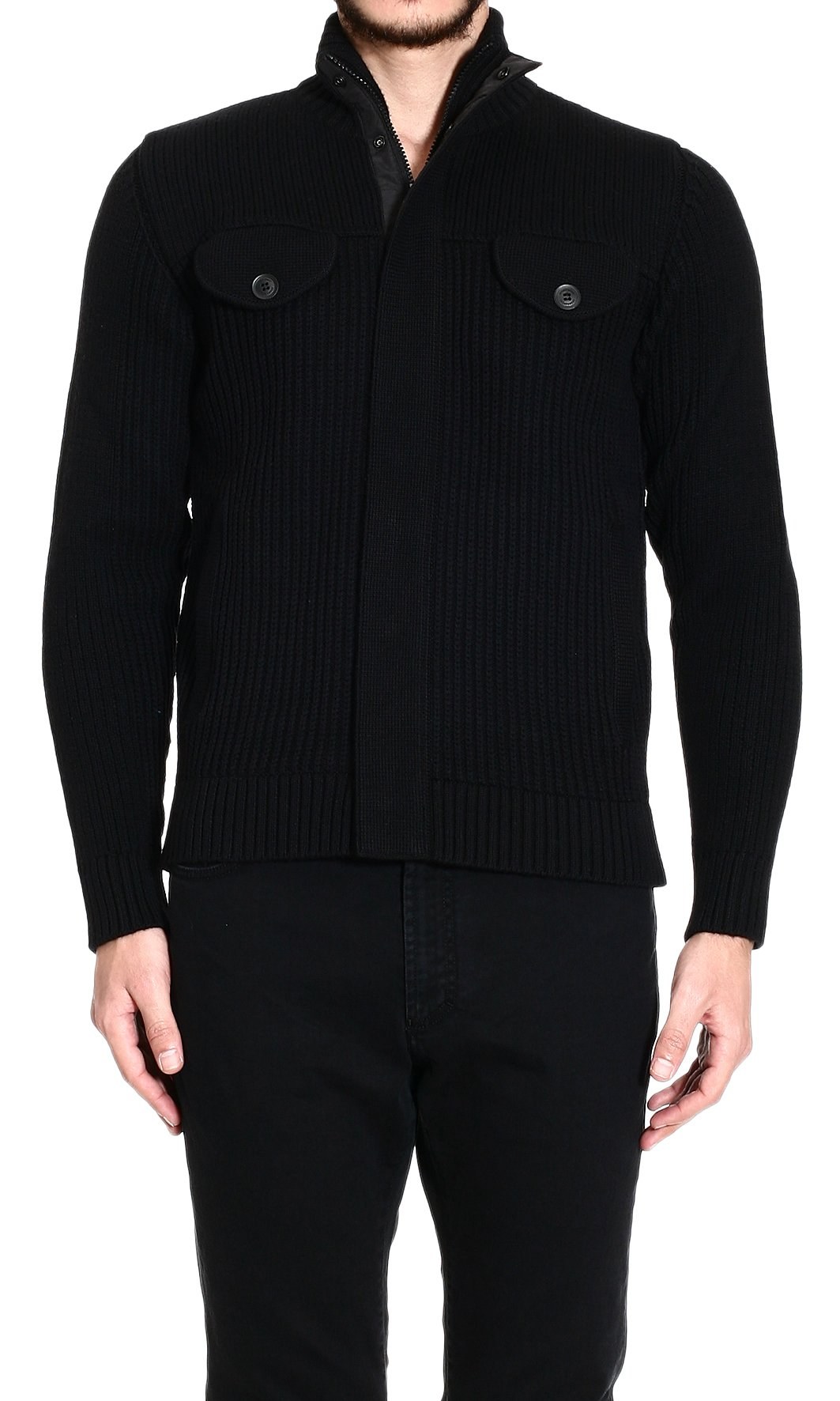 Zegna Sport Sweater Thick Wool Cardigan Zip with Pocket in Black for ...
