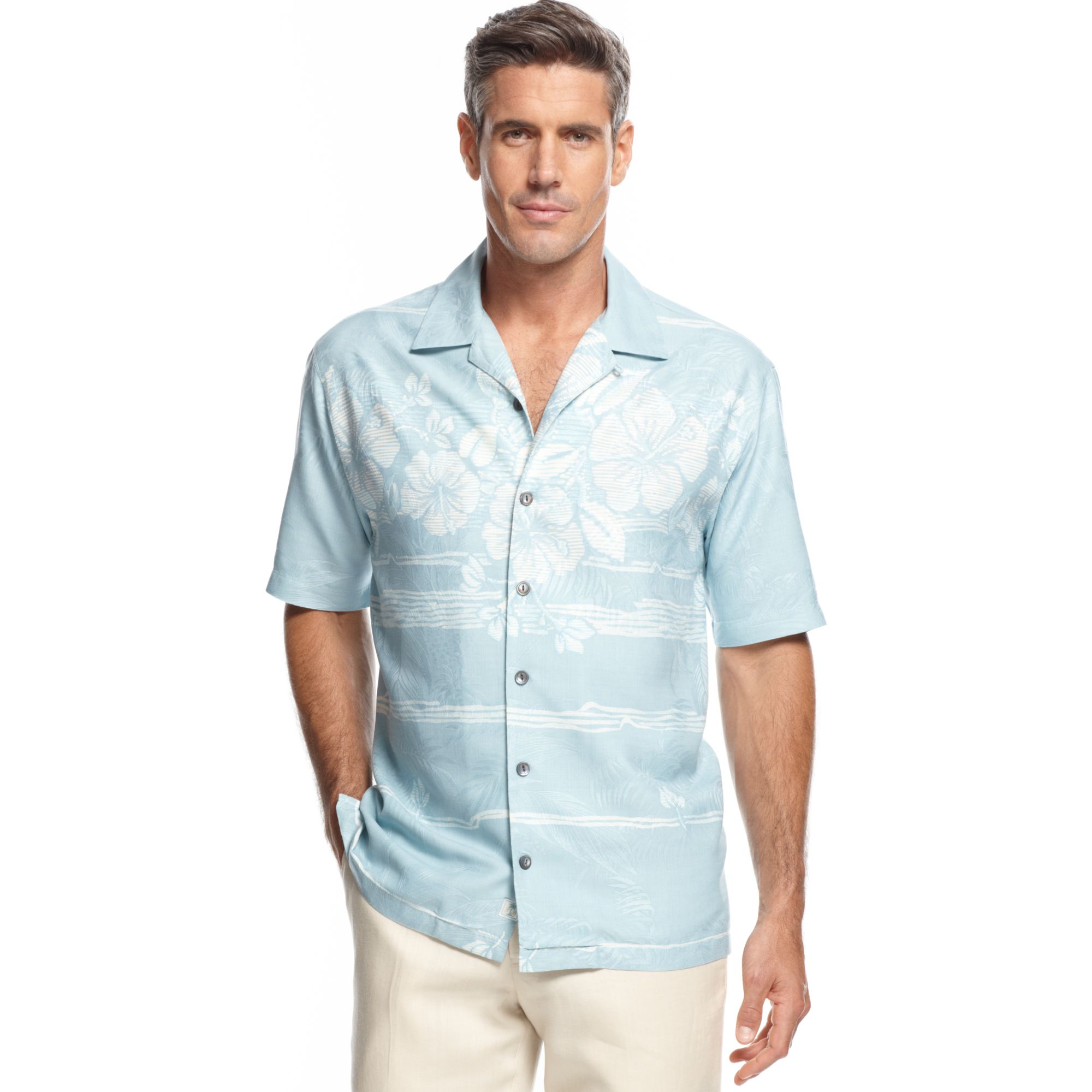 Lyst - Tommy Bahama Short Sleeve Hibiscus Fade Away Shirt in Blue for Men