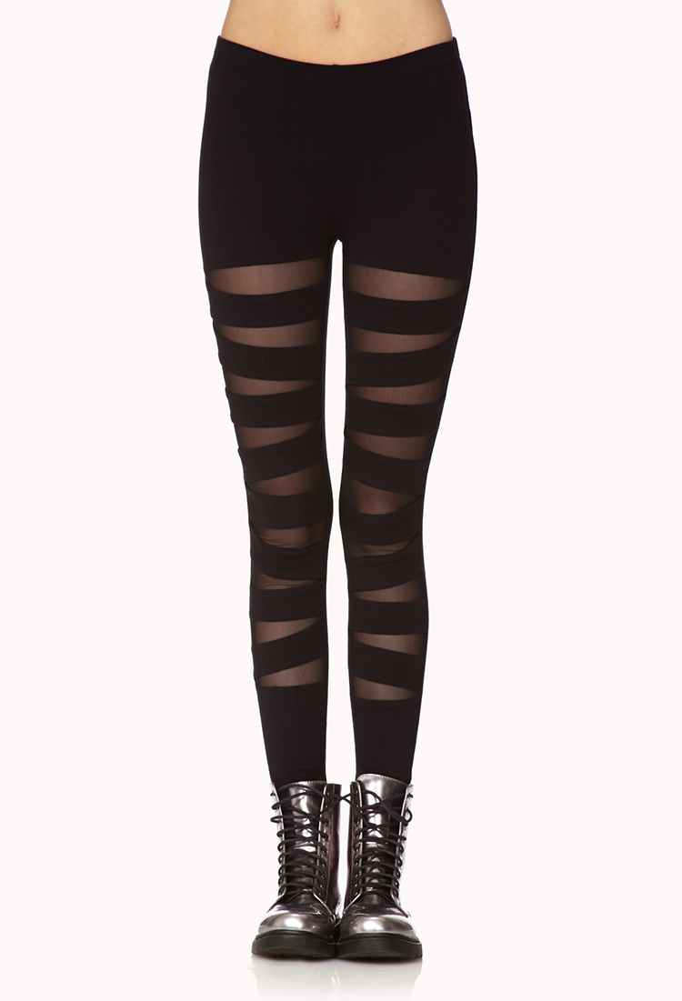 Black Mesh Cut Out Leggings