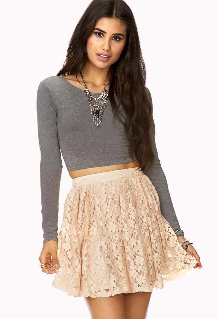 Lyst - Forever 21 Romantic Floral Lace Skirt in Orange