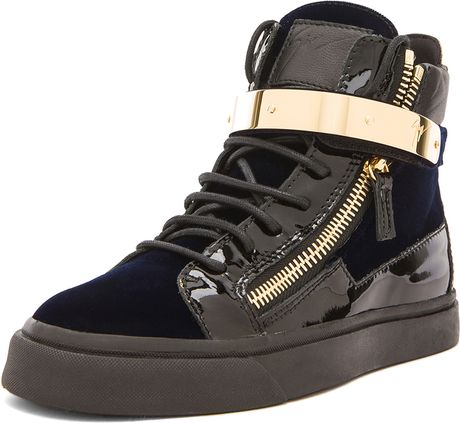 Giuseppe Zanotti Gold Strap Sneaker in Black (Navy and Black Multi) | Lyst