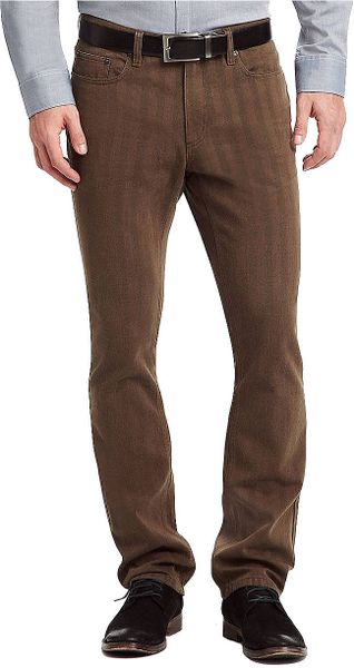 Kenneth Cole Slimfit Striped Jeans in Brown for Men | Lyst