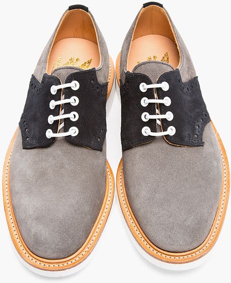 Mark Mcnairy New Amsterdam Grey and Navy Suede Saddle Shoes in Gray for ...