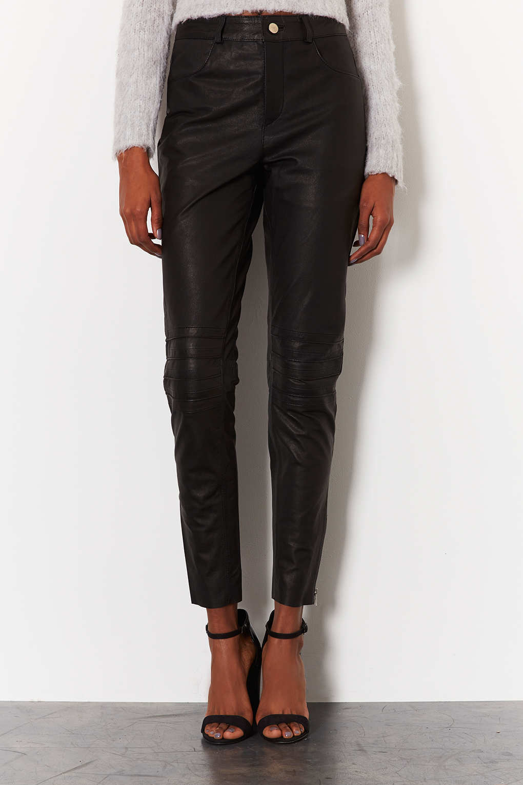 topshop black leather trousers