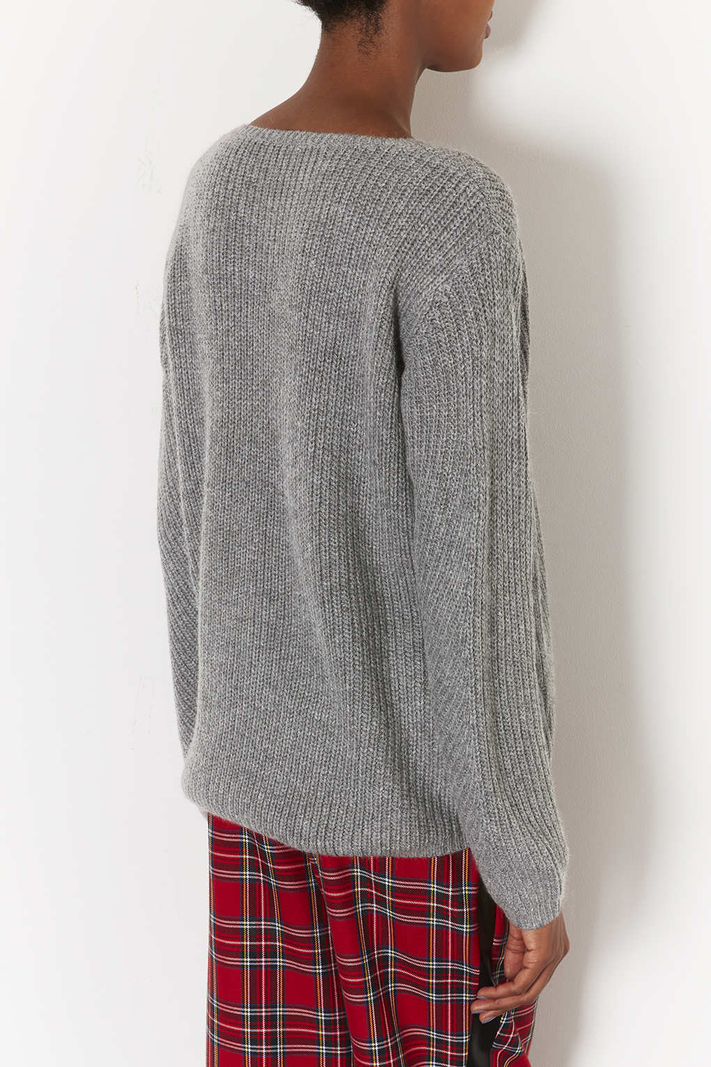 Lyst Knitted Clean Rib Jumper in Gray