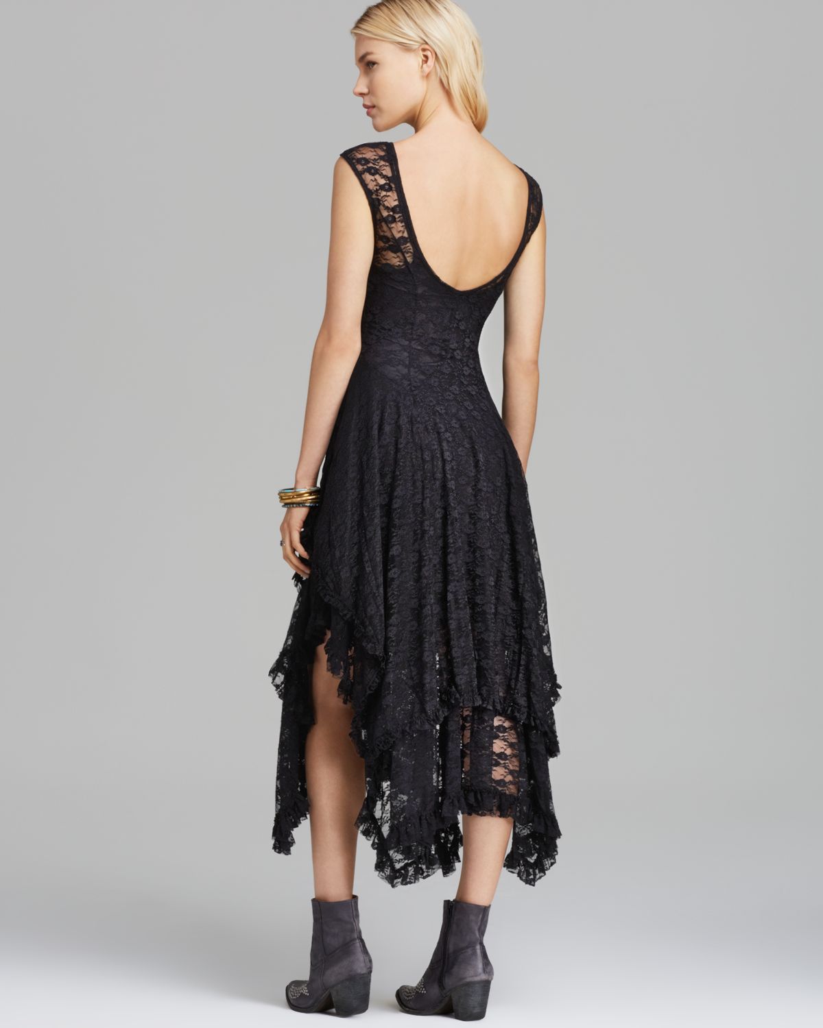 Free people Slip Dress - Stretch Lace French Court in Black | Lyst