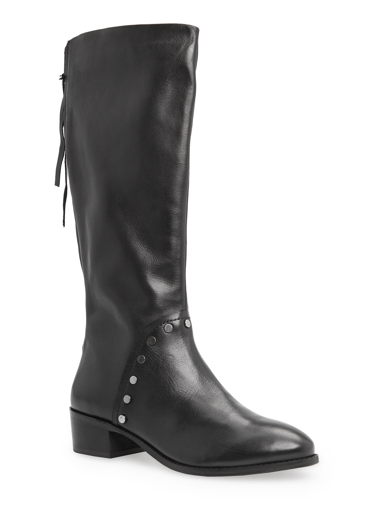 Lyst Mango Studded Leather Knee Boots in Black