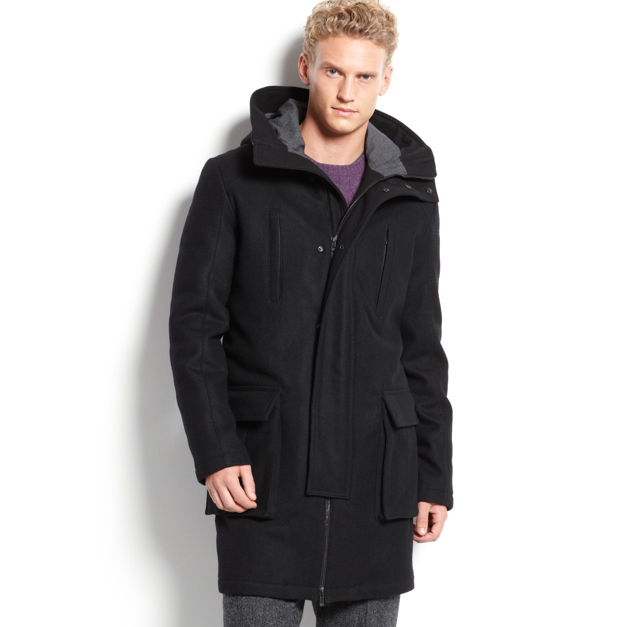 Lyst - Calvin Klein Long Four Pocket Coat in Black for Men