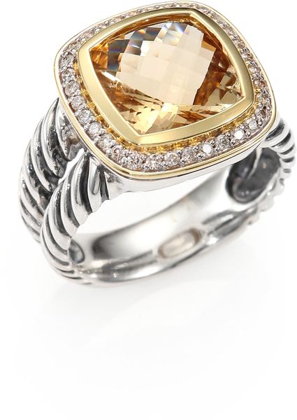 David Yurman Citrine Diamond Sterling Silver Ring in Silver (CHAMPAGNE ...
