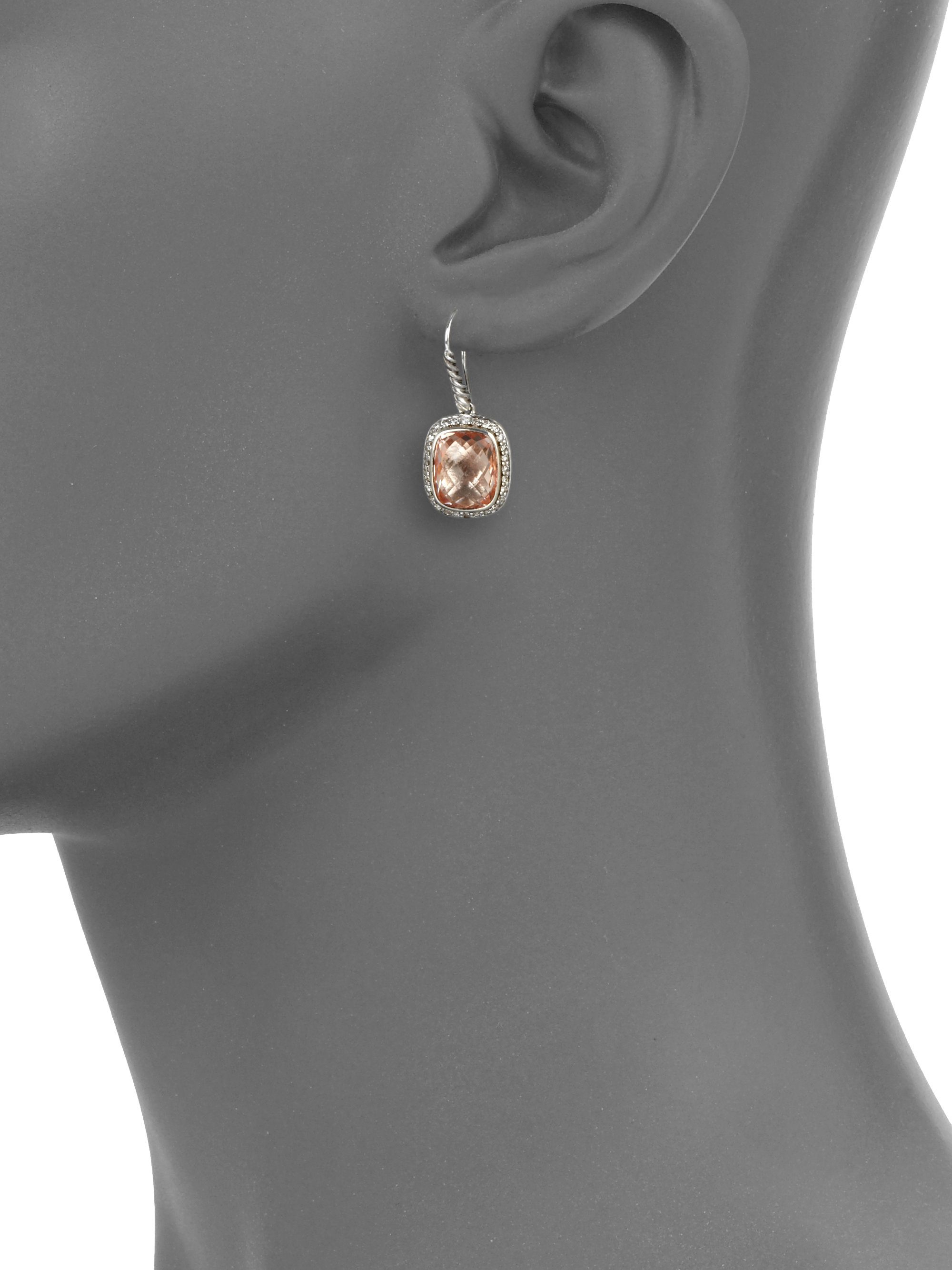 Lyst David Yurman Morganite Diamond Sterling Silver Drop Earrings Gallery