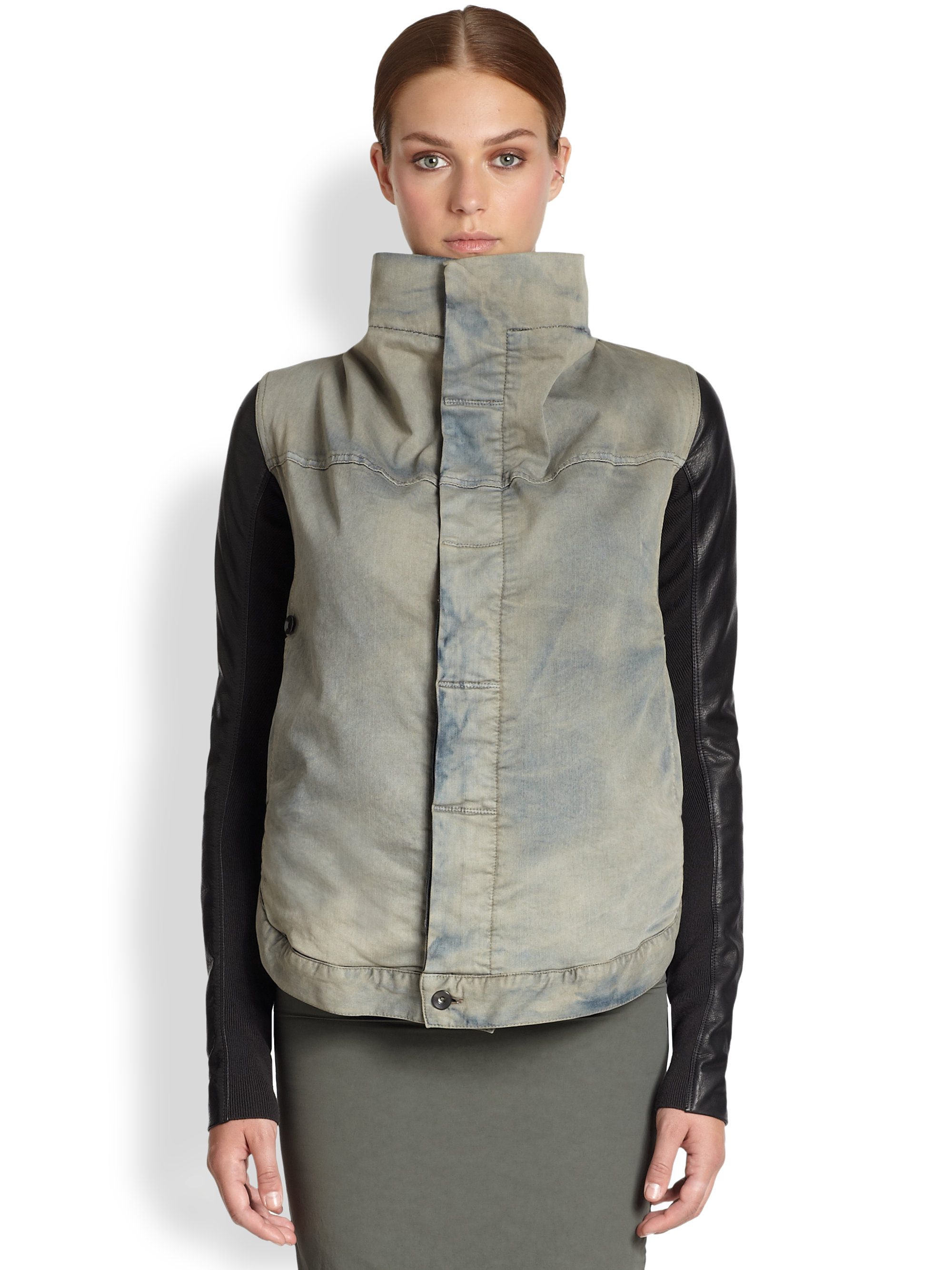 Lyst Drkshdw By Rick Owens Denim Leather Jacket in Gray