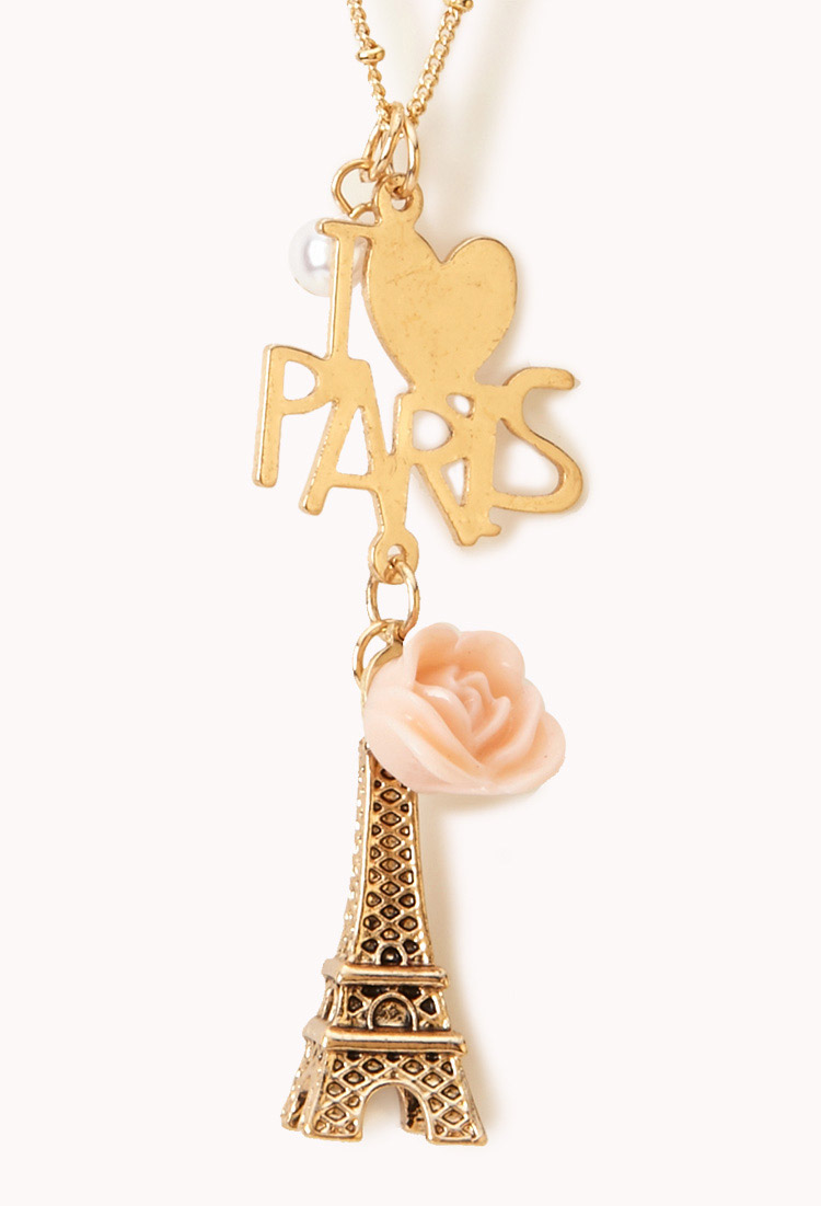 Lyst Forever 21 Paris Charms Necklace in Metallic