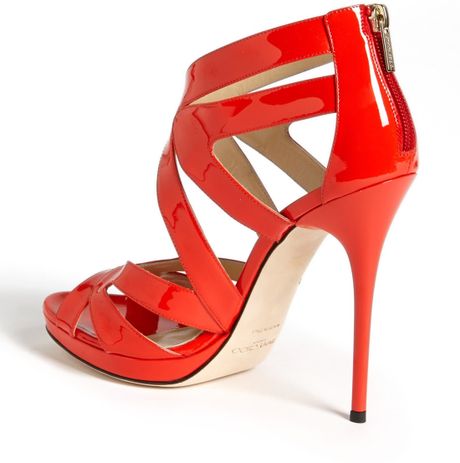 Jimmy Choo Collar Caged Platform Sandal in Red (Flame) | Lyst