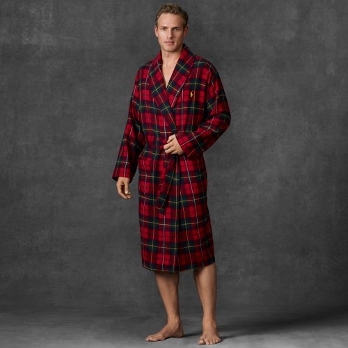 Polo ralph lauren Plaid Flannel Robe in Red for Men | Lyst