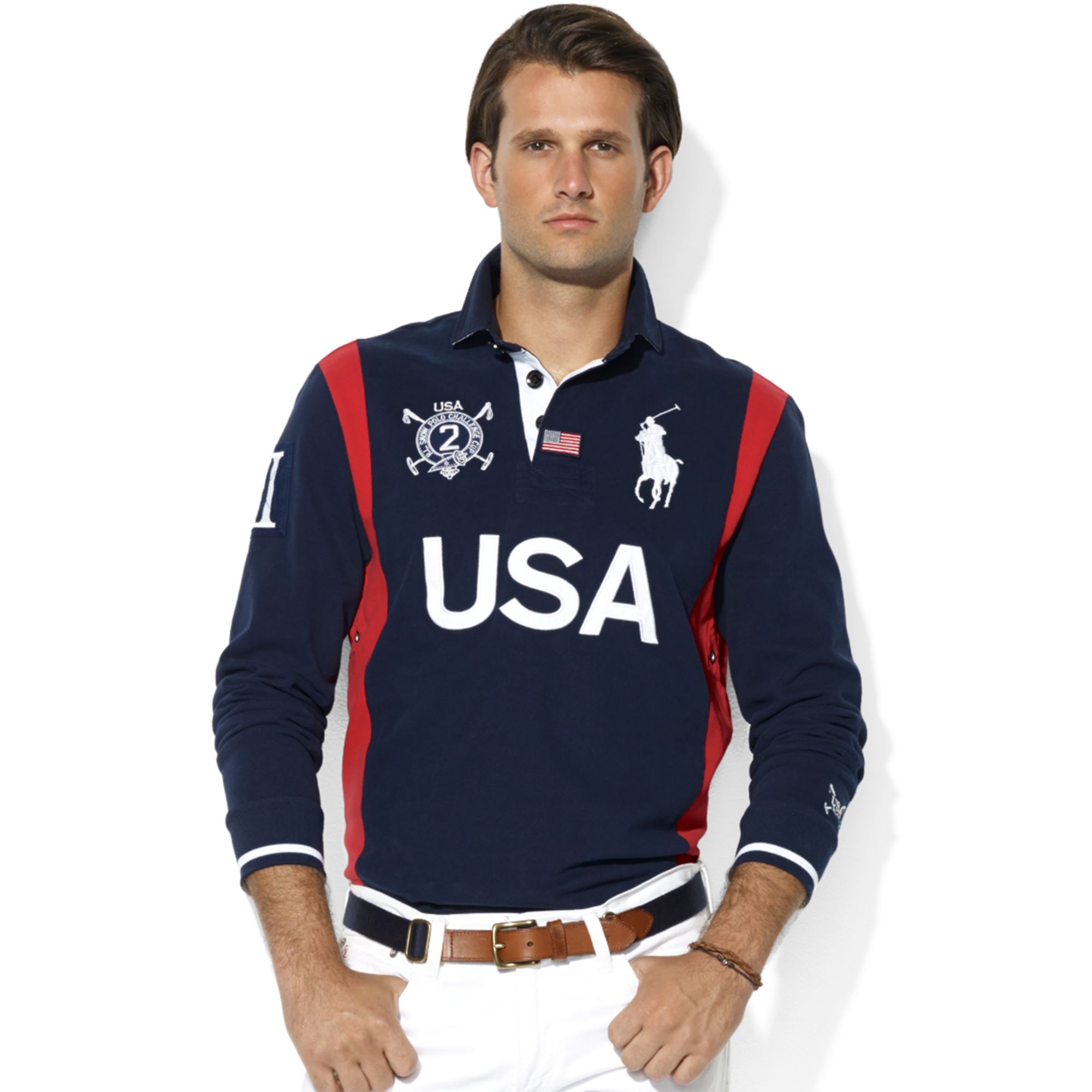 Ralph lauren Snow Polo Customfit Longsleeve Usa Rugby in Blue for Men