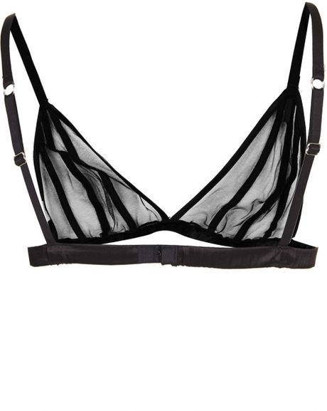 Topshop Caged Mesh Triangle Bra in Black | Lyst