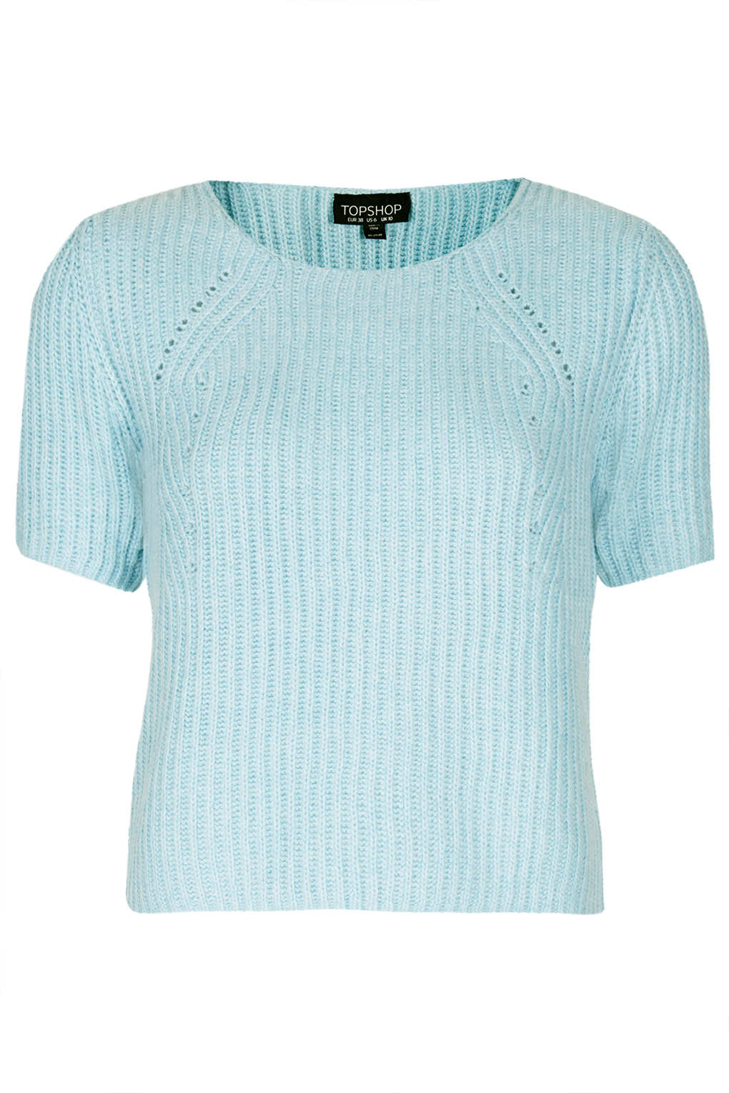 Topshop Knitted Short Sleeve Rib Top in Blue | Lyst