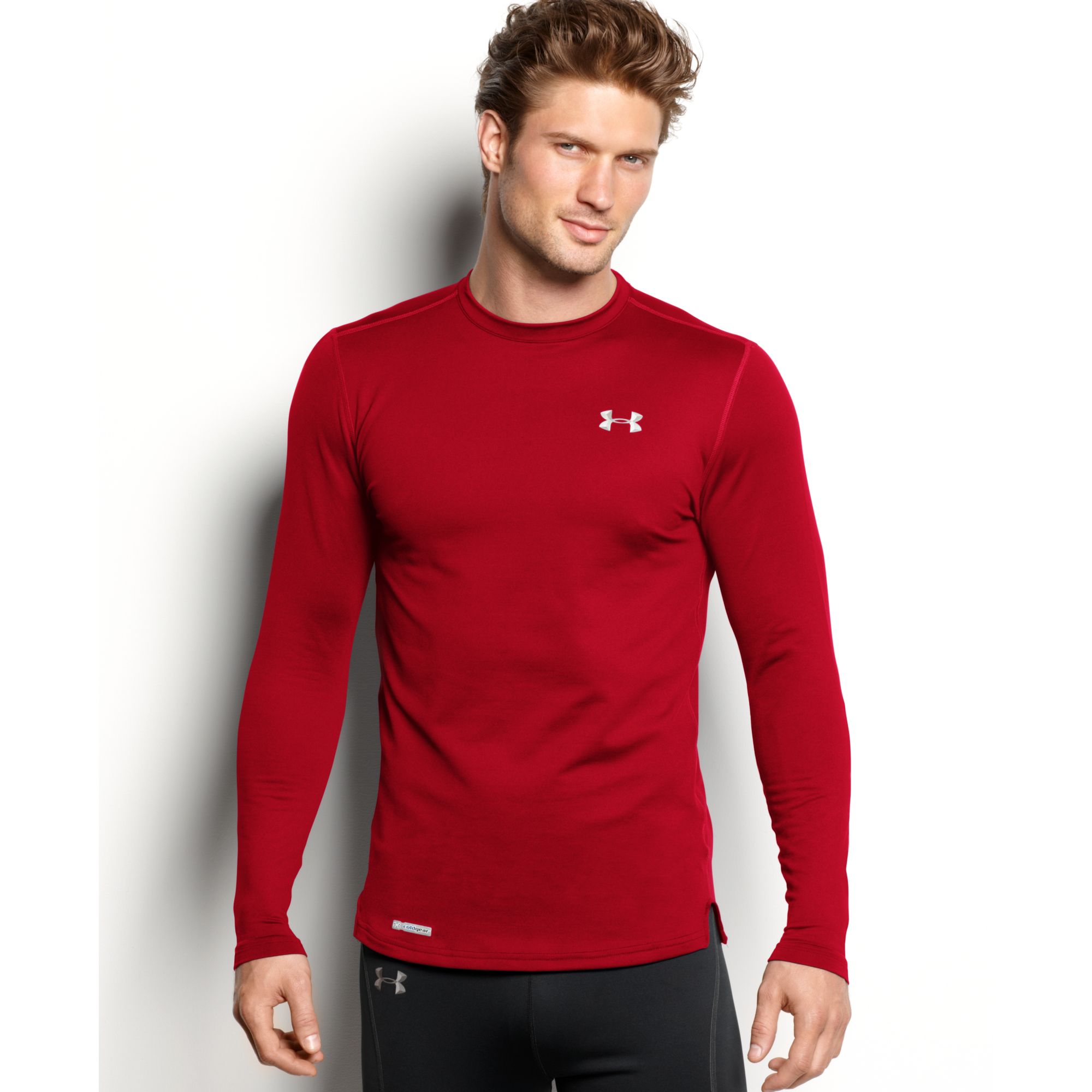 Under armour Evo Coldgear Fitted Crew Neck in Red for Men | Lyst