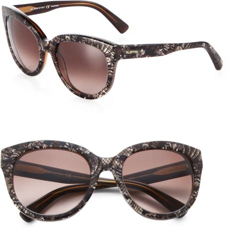 Valentino Oversized Cat'S-Eye Plastic Lace Sunglasses in Black (MAUVE ...