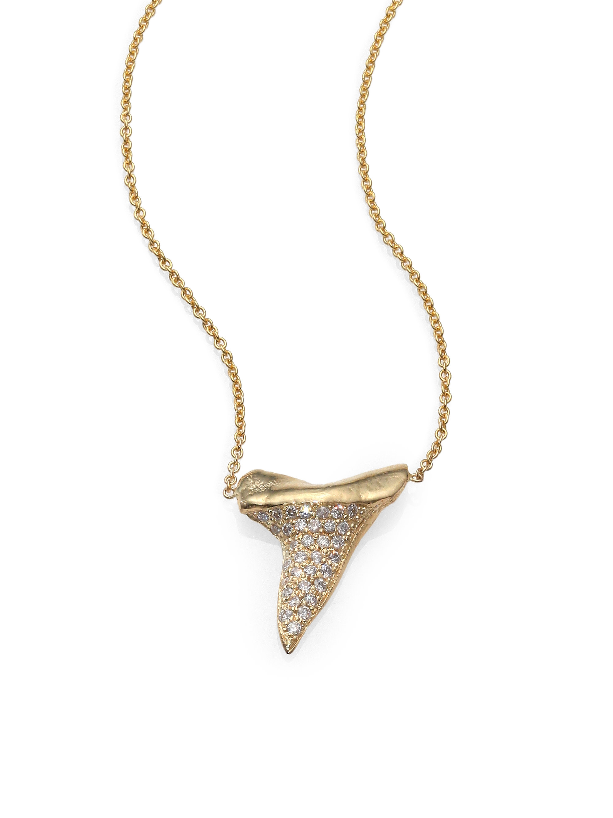 Lyst - Zoe chicco Diamond & 14K Yellow Gold Shark Tooth Pendant