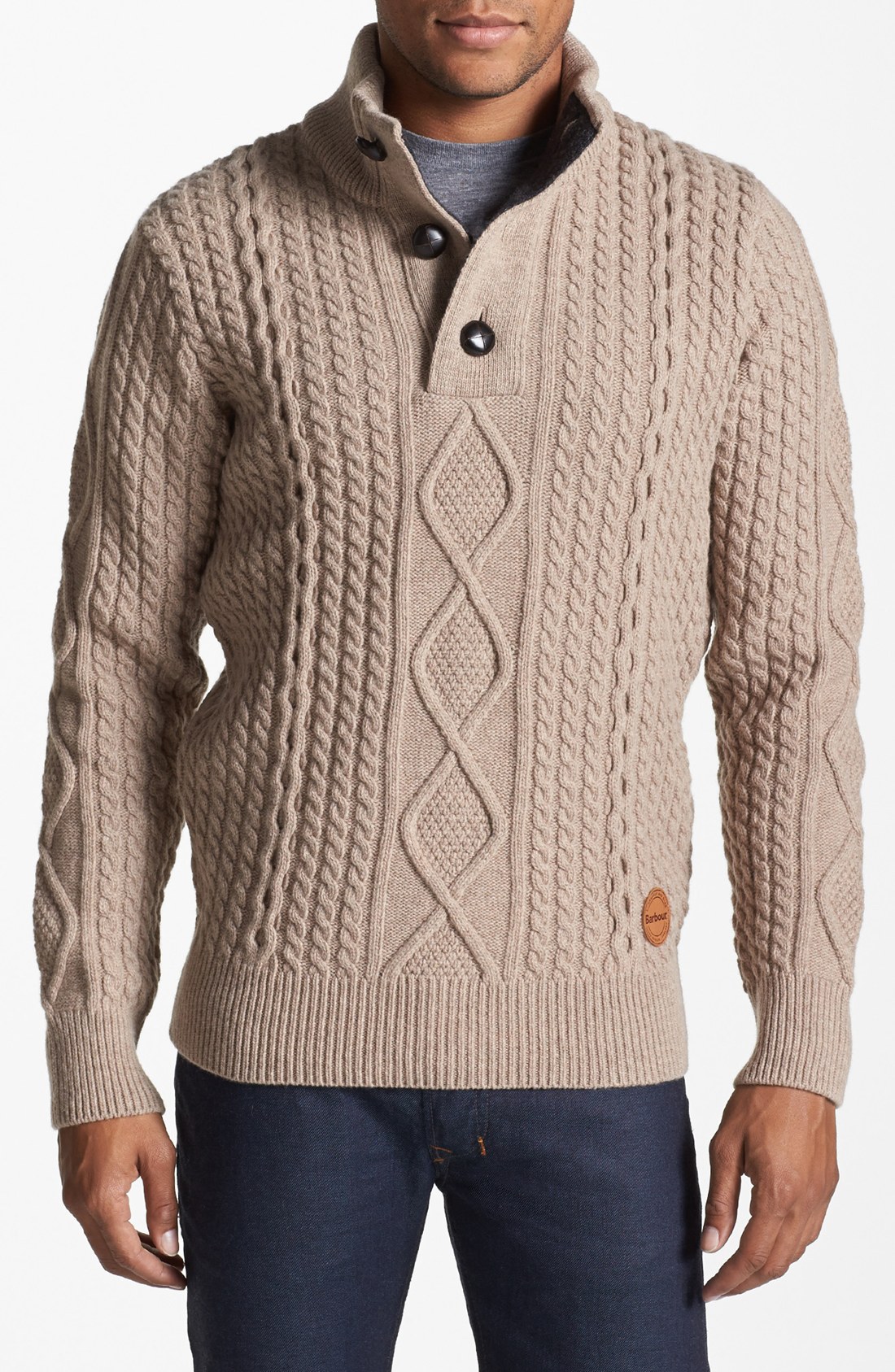 Barbour Kirkham Half Button Wool Sweater in Brown for Men (Barley) | Lyst