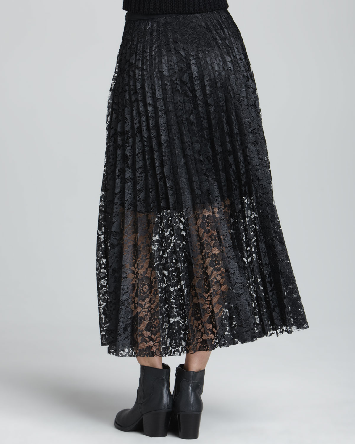Lyst - Free People Pretty Pleats Lace Maxi Skirt in Black