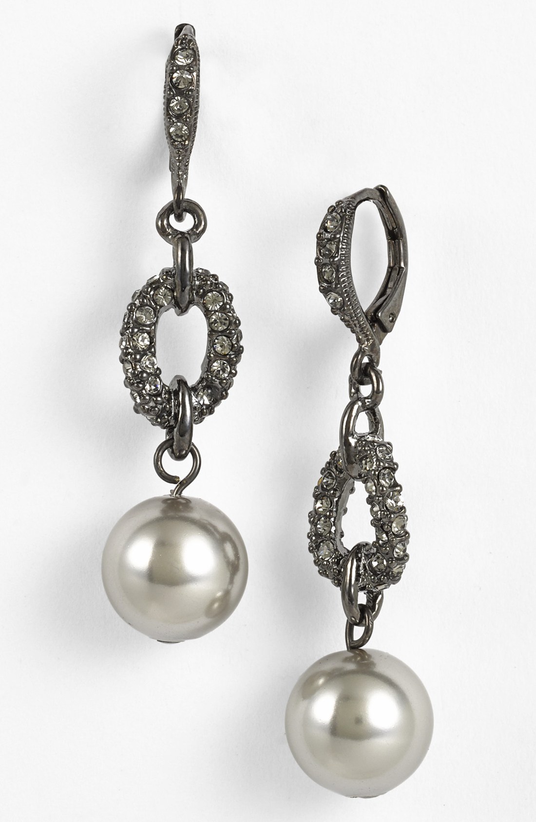 Givenchy Glass Pearl Drop Earrings in Gray (Hematite/ Grey/ Black ...