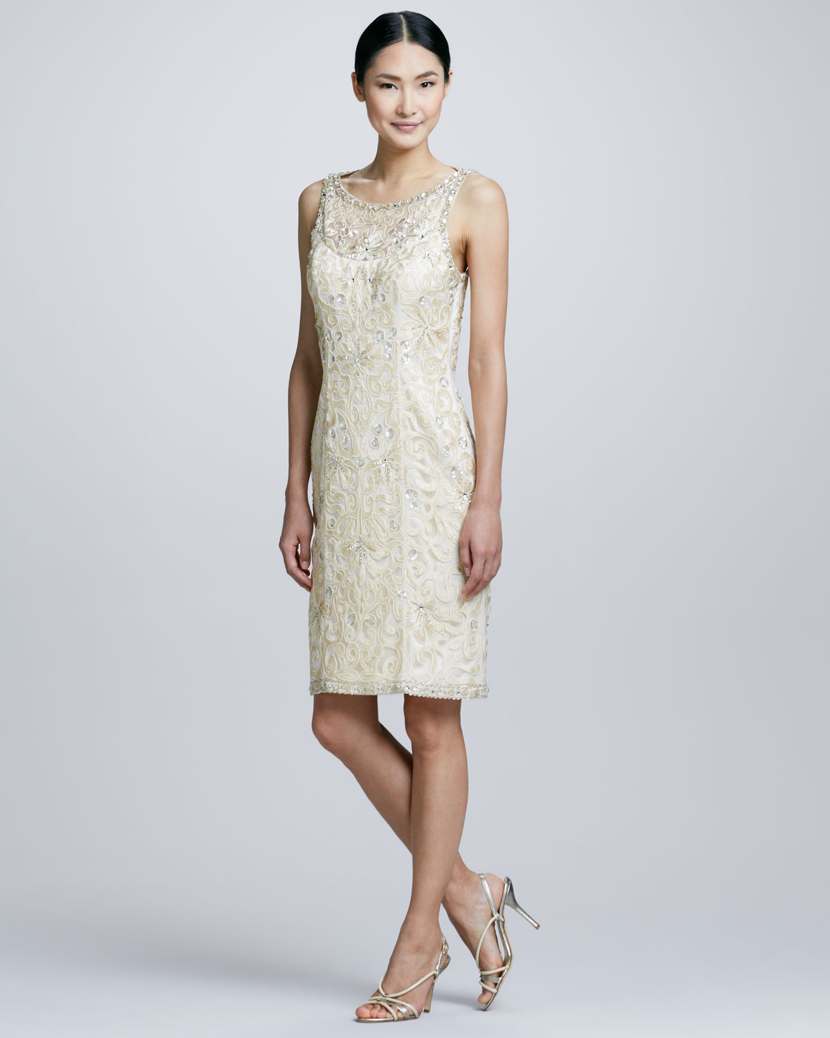 Sue Wong Beaded Embroidered Cocktail Dress