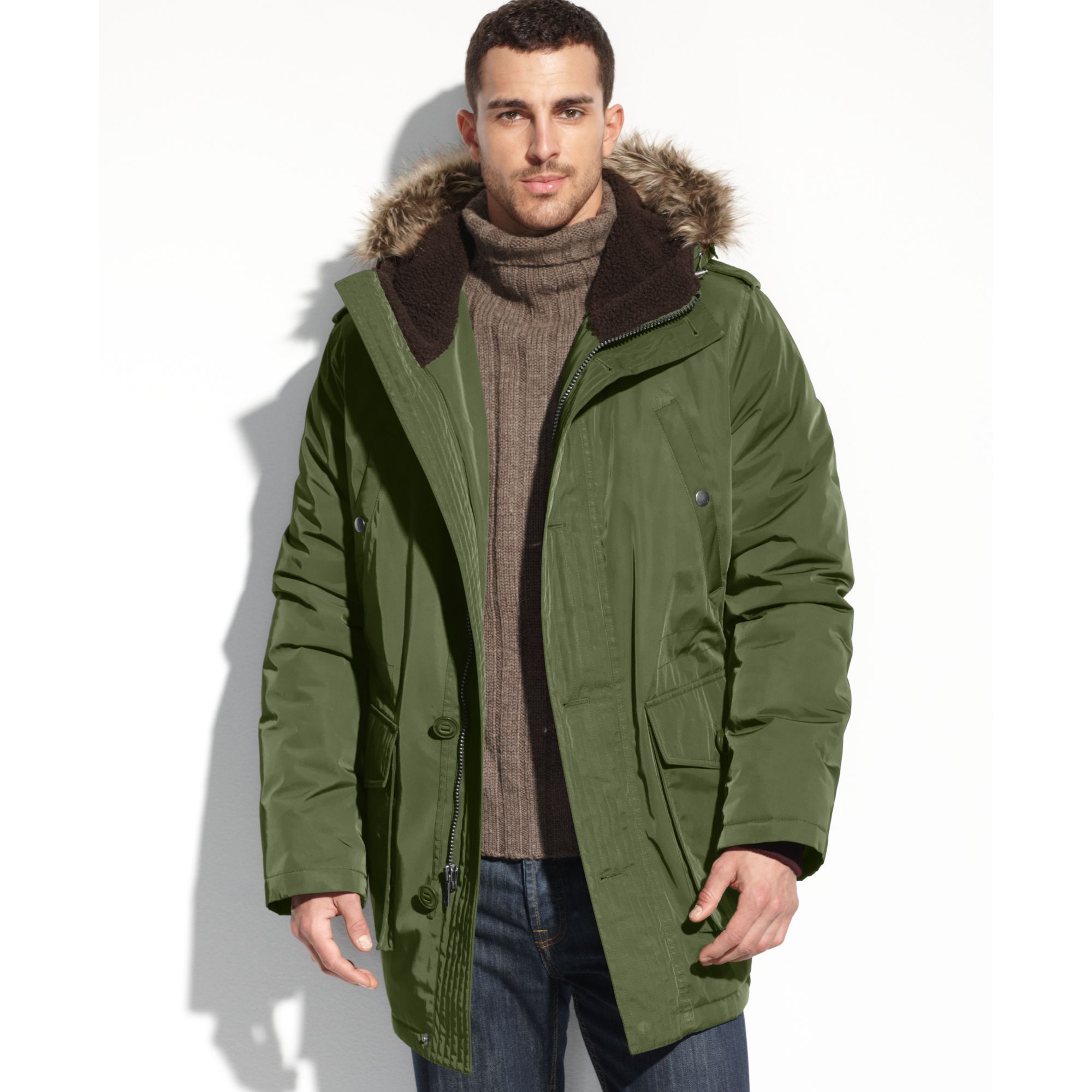 Tommy Hilfiger Faux Fur Hooded Snorkle Performance Parka in Green for ...