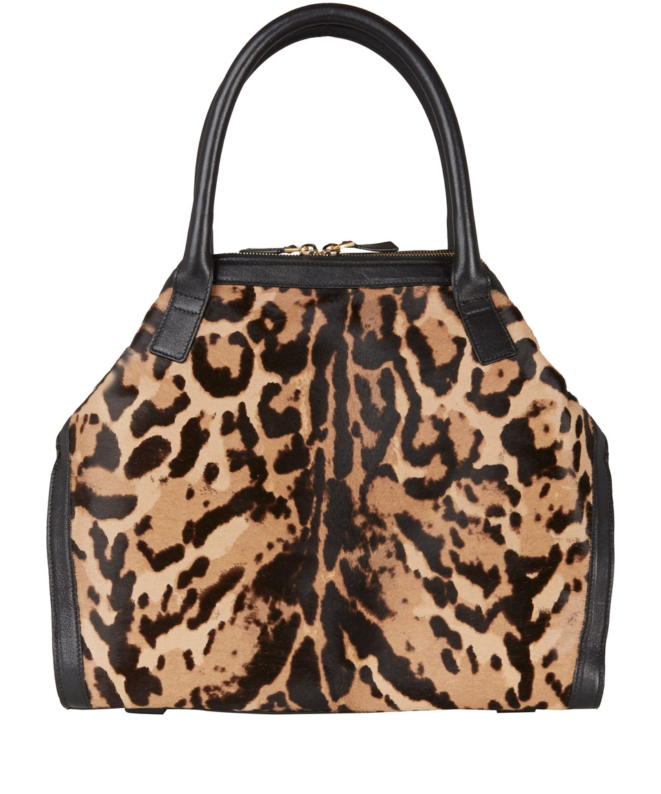 Lyst - Alexander Mcqueen Small Leopard Print De Manta Ponyskin Bag in Black