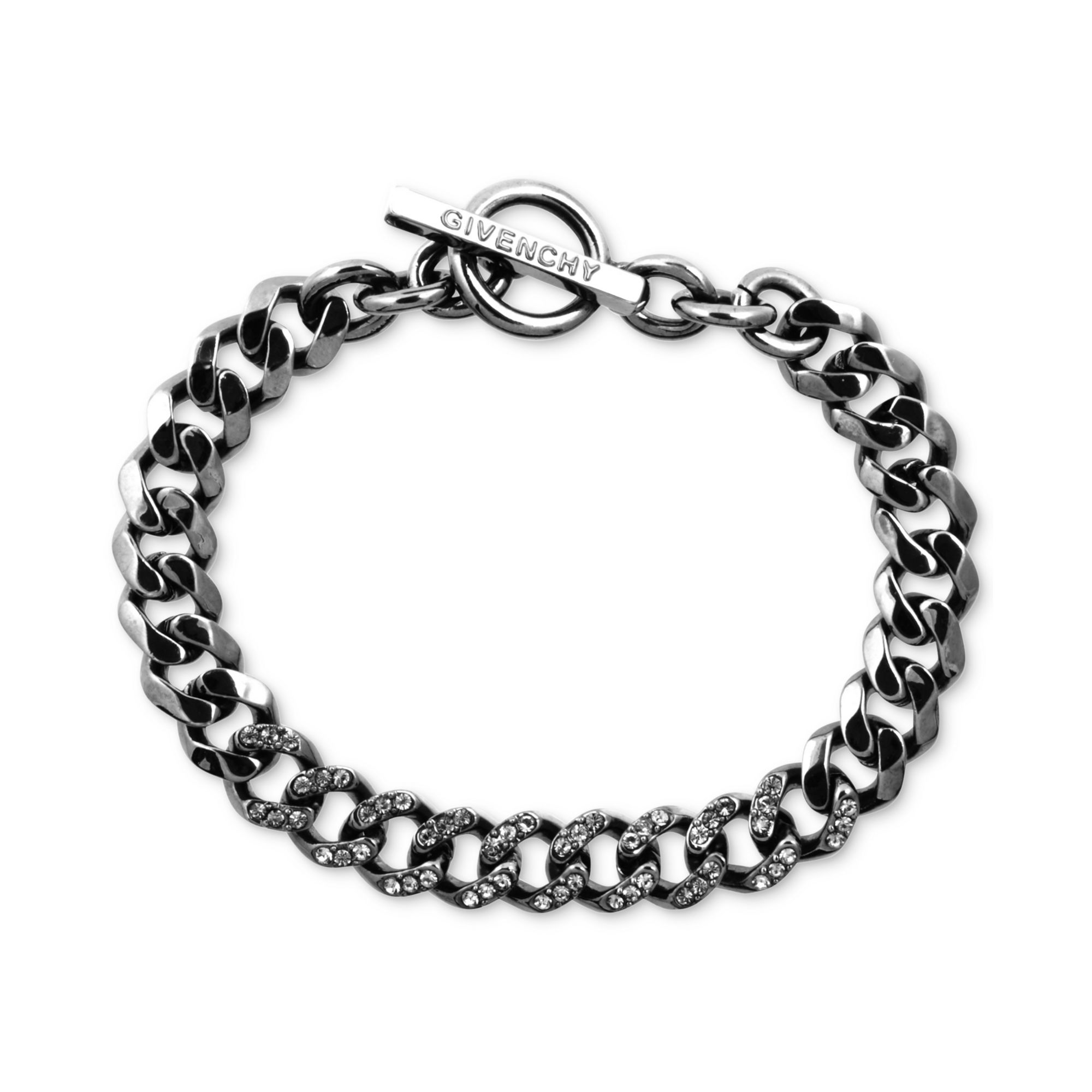 Givenchy Hematitetone Swarovski Crystal Curb Link Bracelet in Silver ...